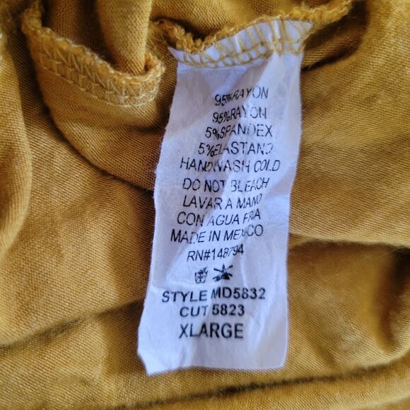 Three Bird Nest Mustard Tiered Maxi Dress Size XL Boho Flowy - Picture 6 of 7